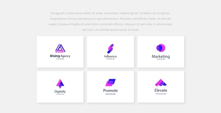 Seis logotipos Modelos de construtor de sites