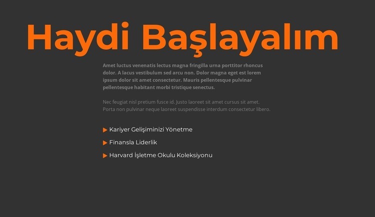 öğrenmeye başlayalım Bir Sayfa Şablonu