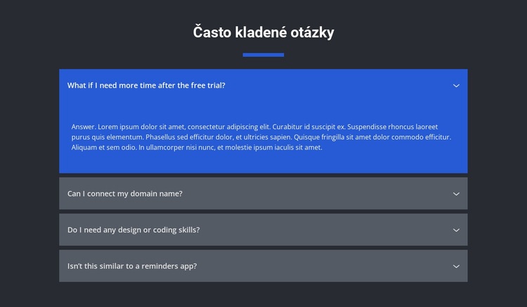 Pokládané otázky Šablona HTML