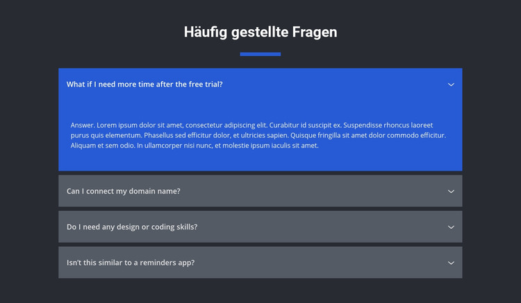 Gefragte Fragen HTML-Vorlage