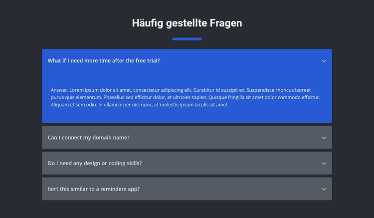 Gefragte Fragen Website-Modell