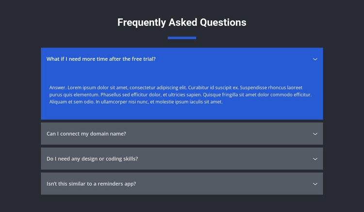 Asked questions Elementor Template Alternative
