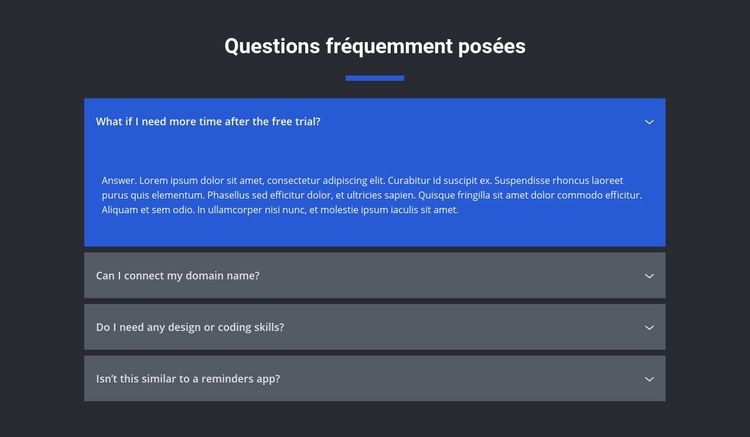 Questions posées Modèle HTML5