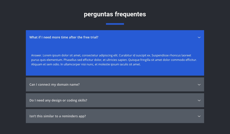 Perguntas feitas Tema WordPress