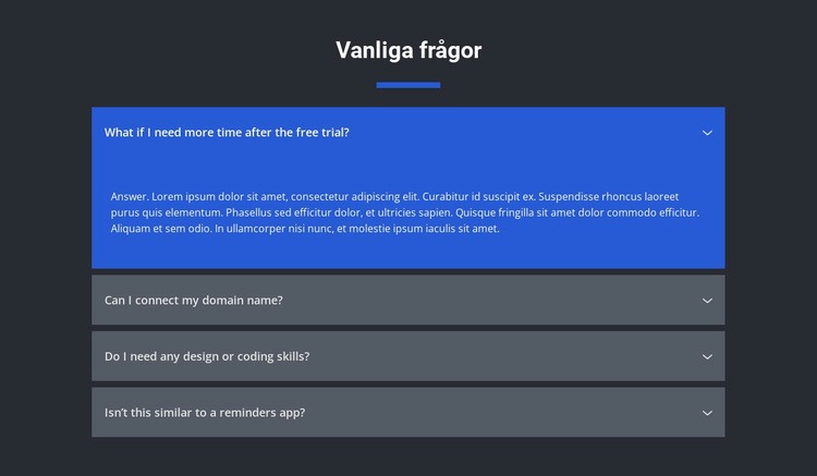 Frågade frågor CSS -mall