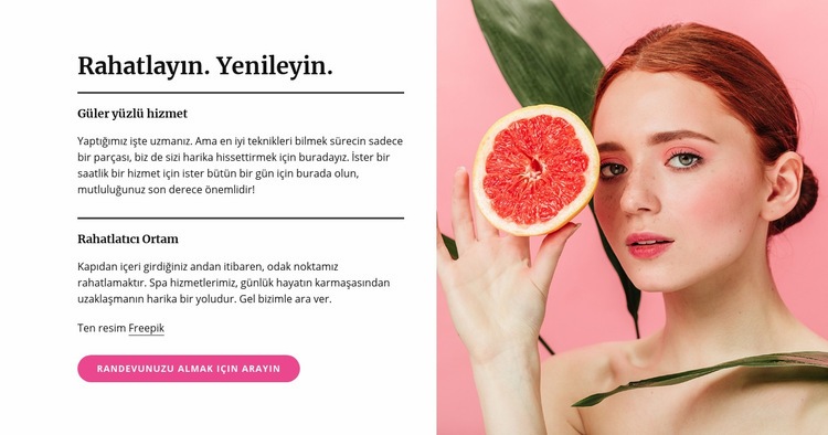 Manikür, pedikür, yüz bakımı ve cilt bakımları Web Sitesi Mockup'ı