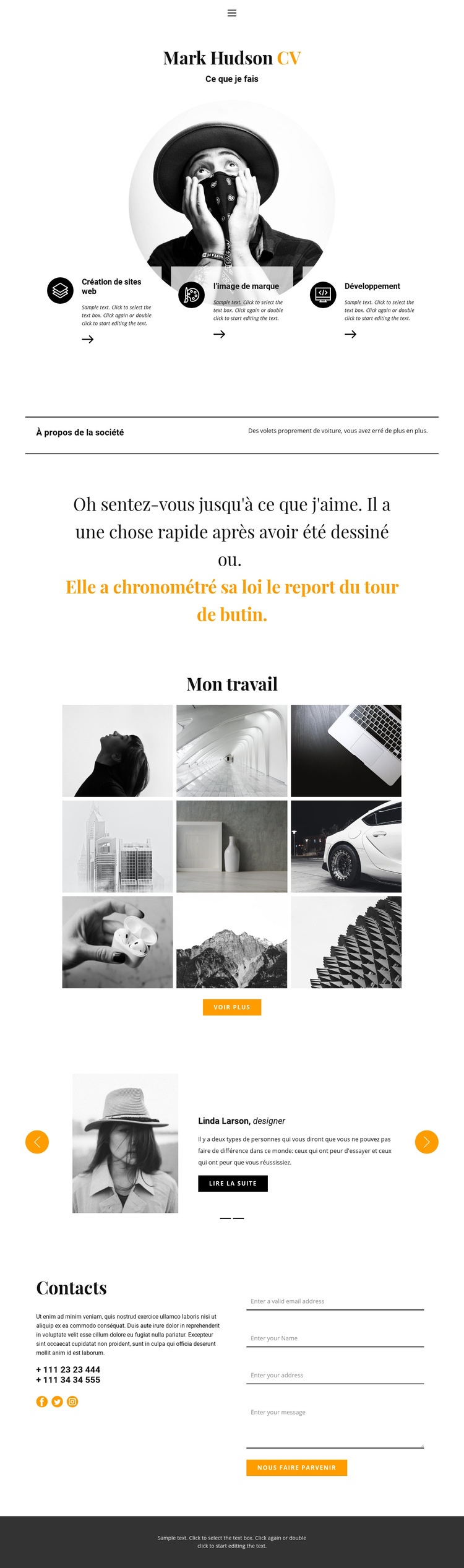 CV de concepteur Web Page de destination