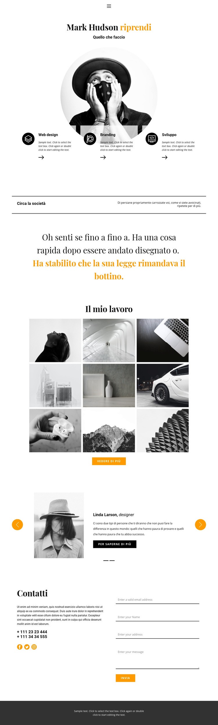 Curriculum per web designer Un modello di pagina