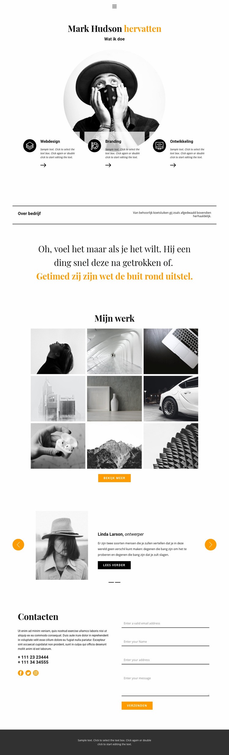 Webdesigner hervatten Website Builder-sjablonen