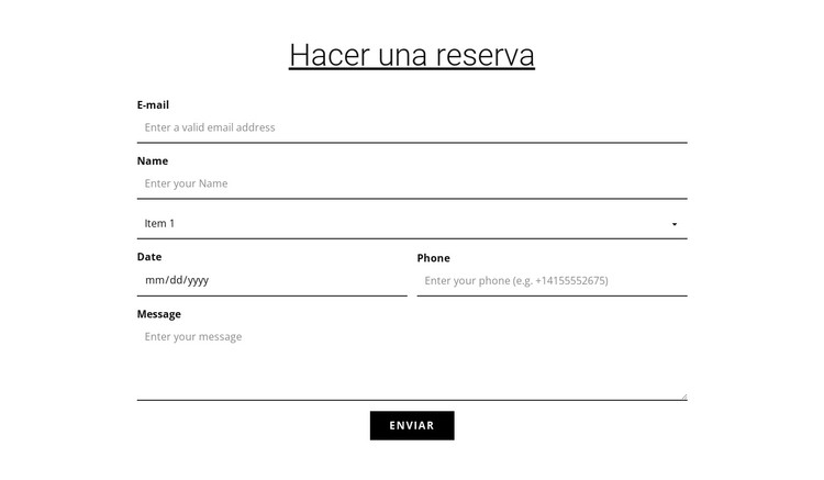 Hacer una reserva Plantilla CSS