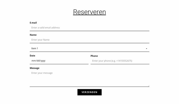 Reserveren Website Builder-sjablonen