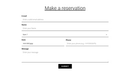 Make A Reservation One Page Template