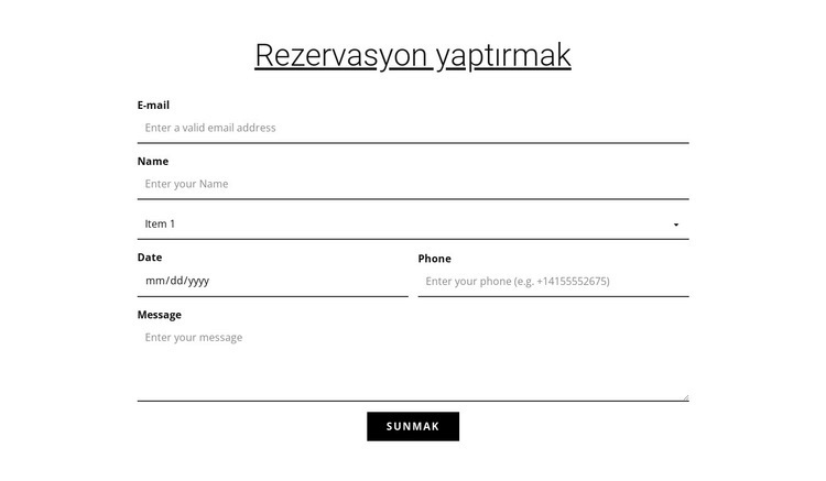 Rezervasyon yaptırmak Web sitesi tasarımı