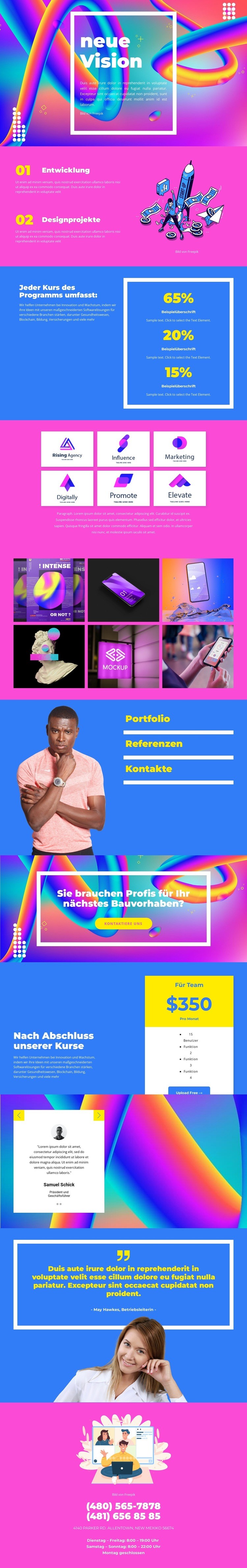 Mehrfarbige Vorlage Website-Modell