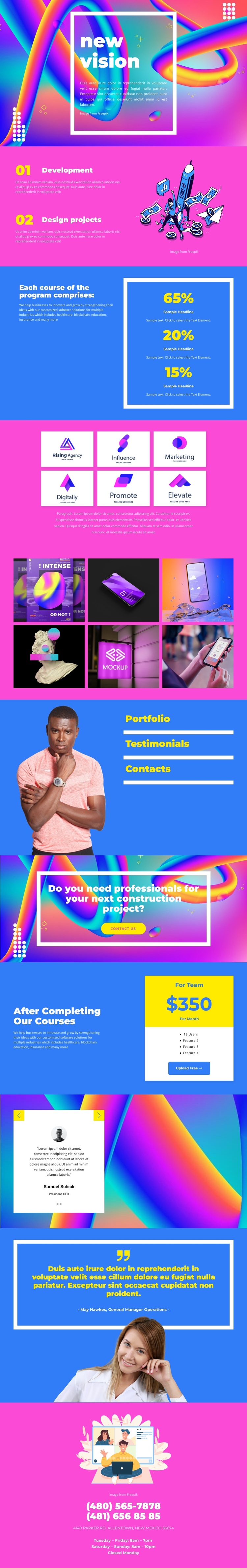 Multicolored template One Page Template