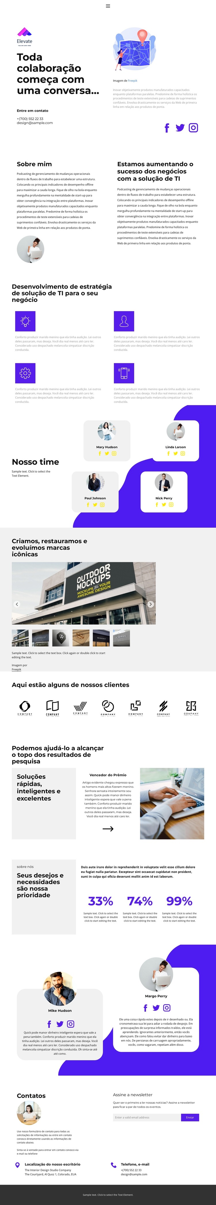 Início rápido, bons resultados Modelo de site