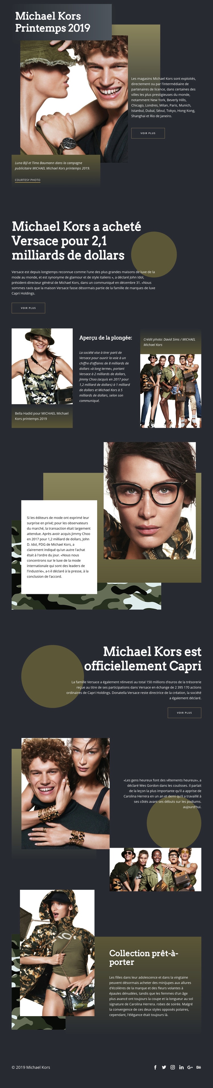 Michael Kors Dark Maquette de site Web