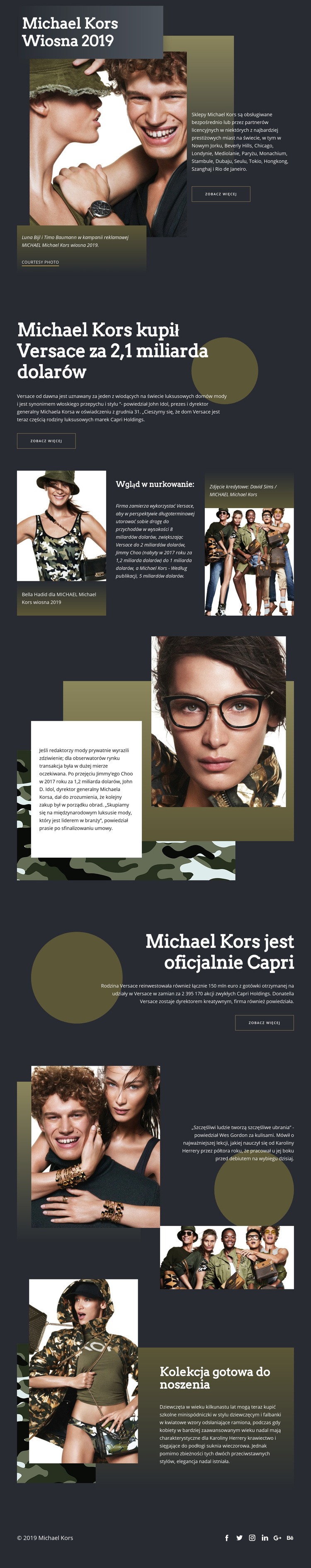 Michael Kors Dark Projekt strony internetowej