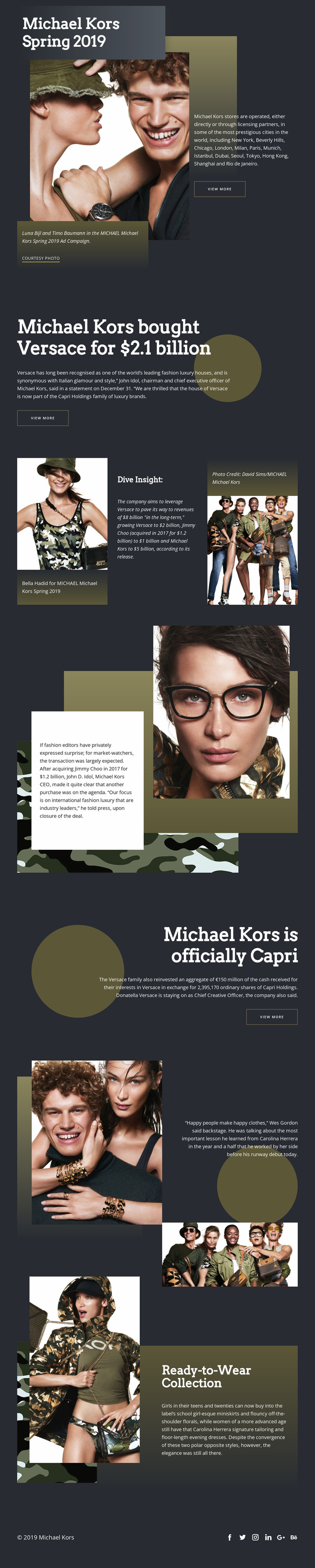 Michael Kors Dark Website Builder Templates