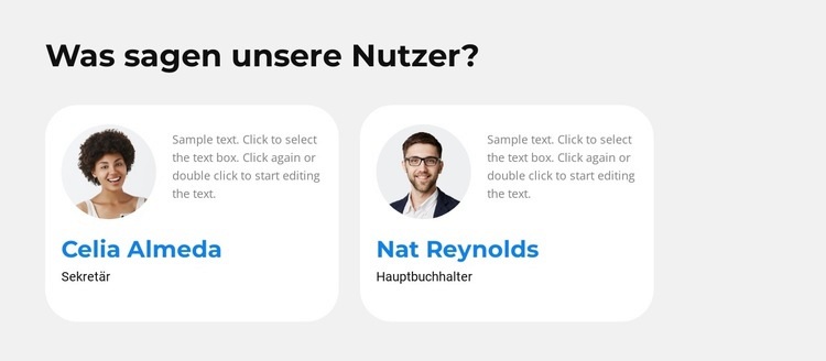 Unsere Benutzer teilen Landing Page