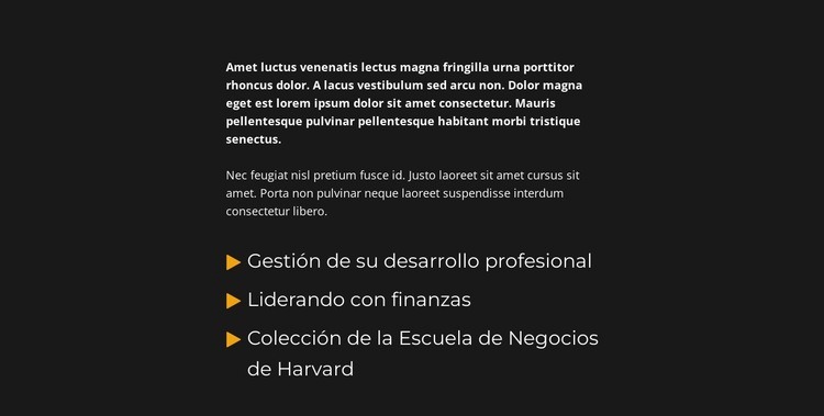 Bloque de texto y lista Creador de sitios web HTML