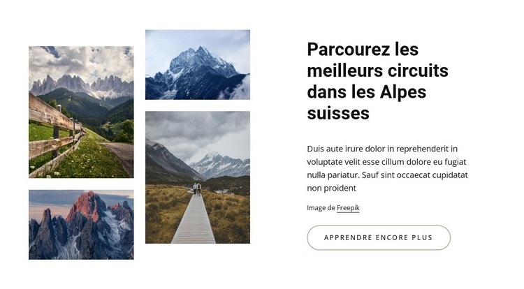Alpes suisses Maquette de site Web