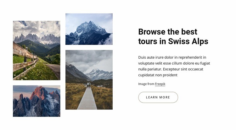 svájci Alpok Html Weboldal készítő