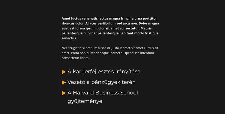 Szövegblokk és lista CSS sablon