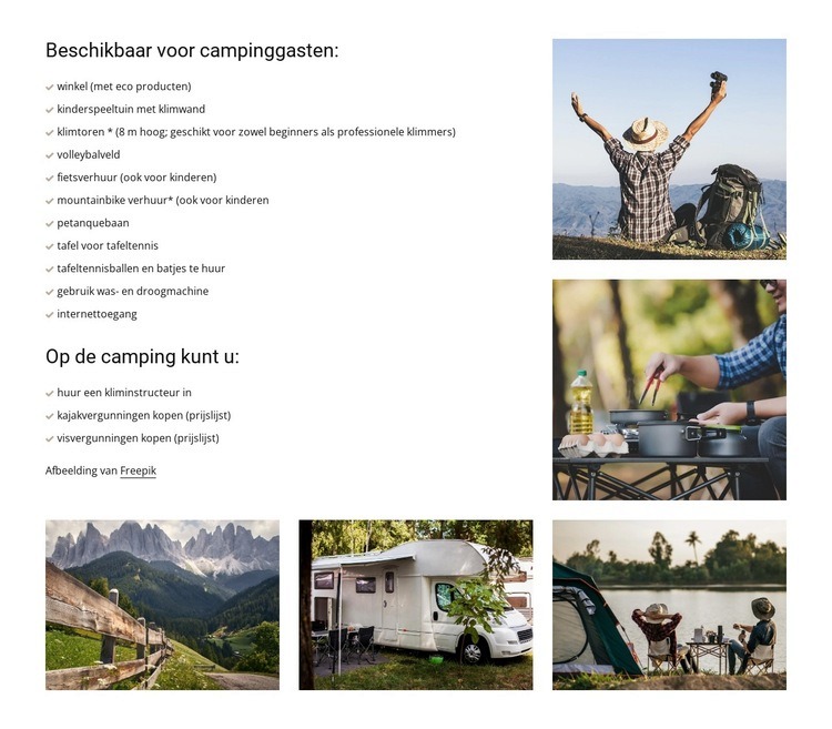 Camping regels Html Website Builder