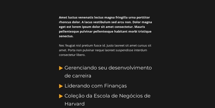 Bloco de texto e lista Modelo