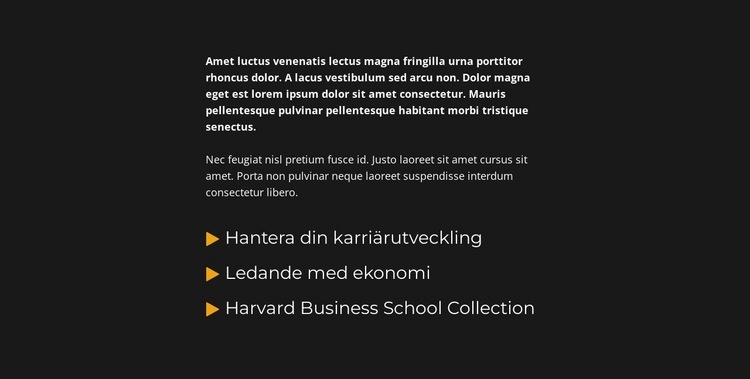 Block med text och lista HTML-mall