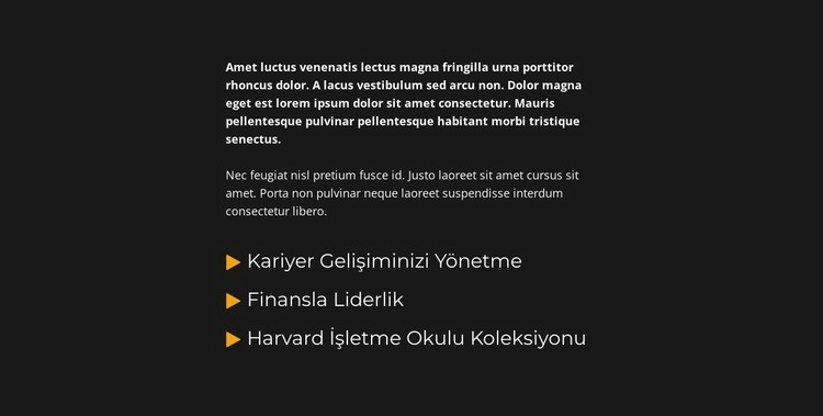 Metin bloğu ve liste Web sitesi tasarımı