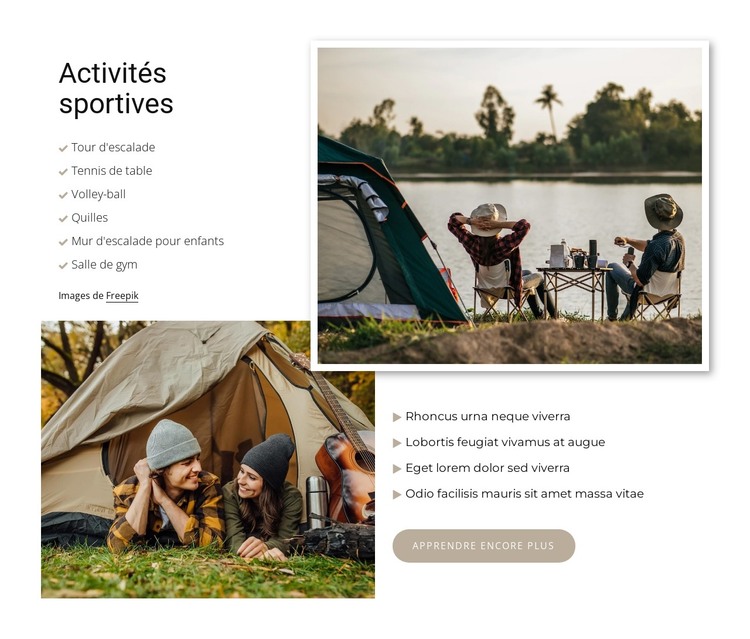 Activités pour enfants et adultes Modèle HTML