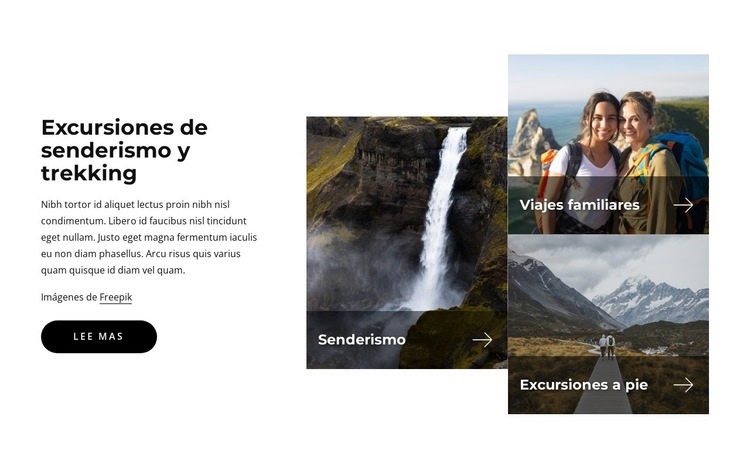 Excursiones de viaje de senderismo Creador de sitios web HTML