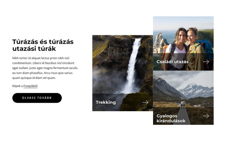 Trekking utazási túrák Weboldal tervezés