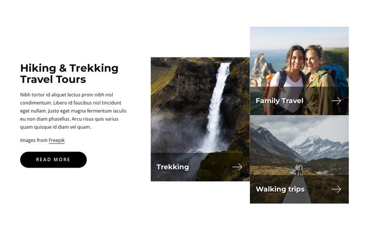Trekking travel tours Web Page Design