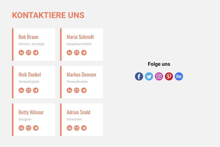 Kontaktieren Sie uns und folgen Sie uns CSS-Vorlage