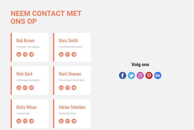 Neem contact met ons op en volg ons CSS-sjabloon