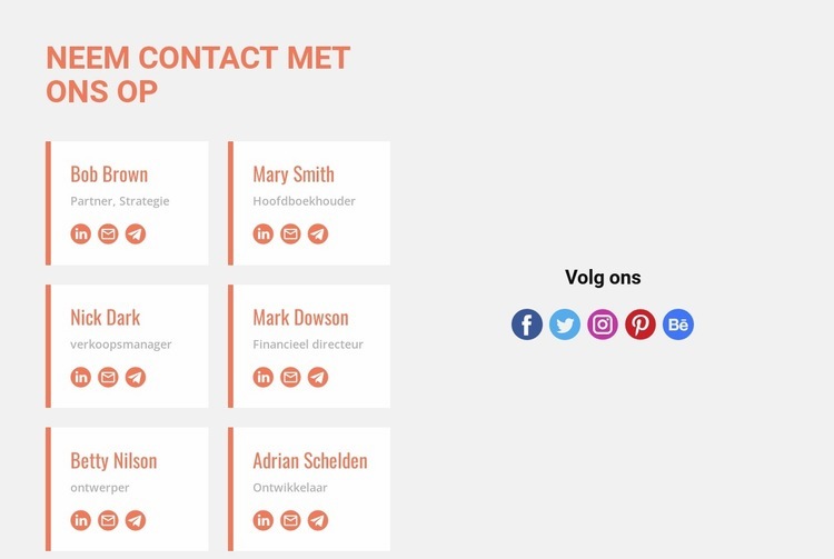 Neem contact met ons op en volg ons Website Builder-sjablonen