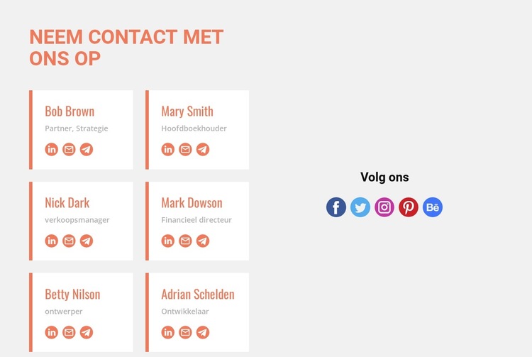 Neem contact met ons op en volg ons Website sjabloon