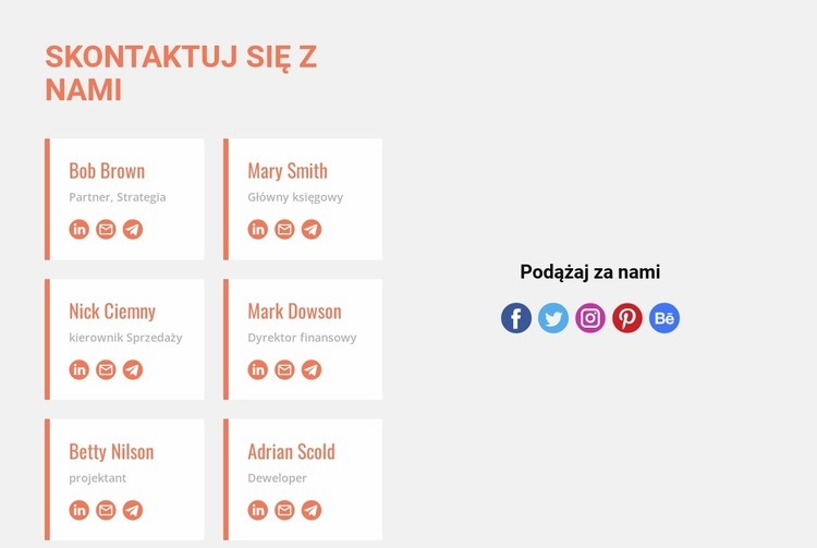 Skontaktuj się z nami i śledź nas Projekt strony internetowej