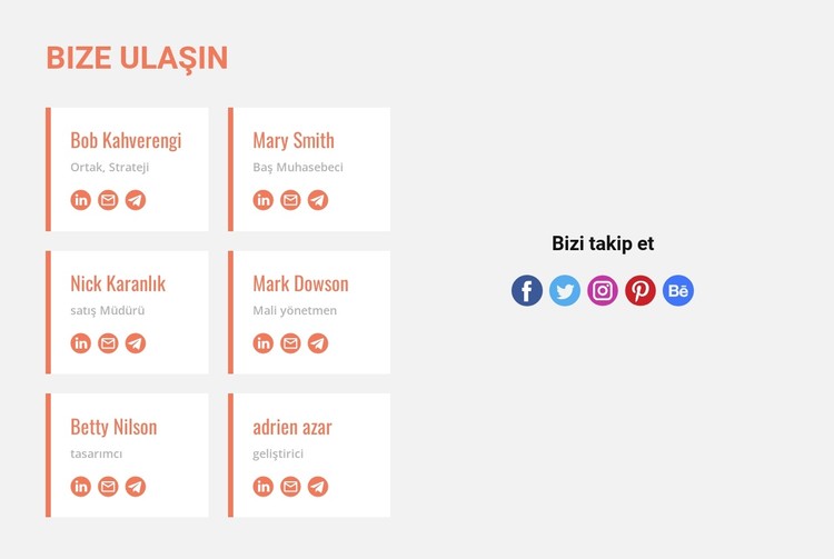 Bizimle iletişime geçin ve bizi takip edin CSS Şablonu