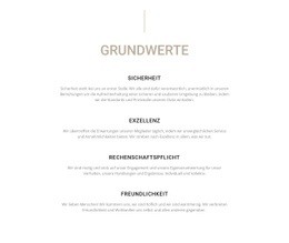 Website-Zielseite Für Grundwerte