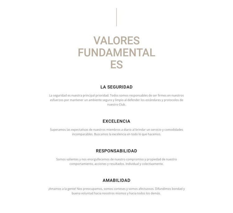 Valores fundamentales Creador de sitios web HTML