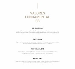 Página De Inicio Del Sitio Web Para Valores Fundamentales