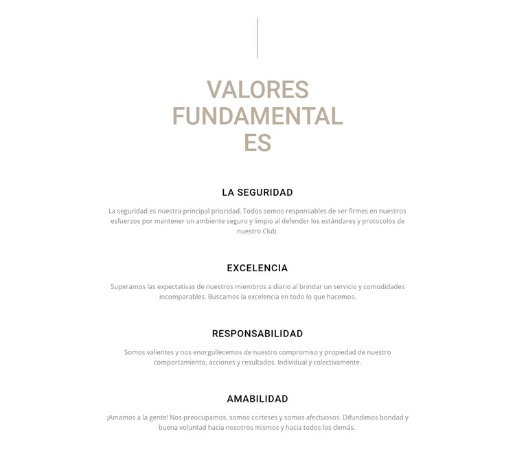 Valores fundamentales Plantilla CSS