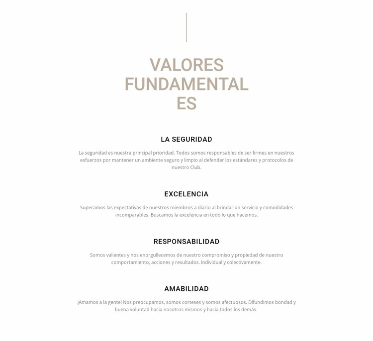 Valores fundamentales Plantilla Joomla