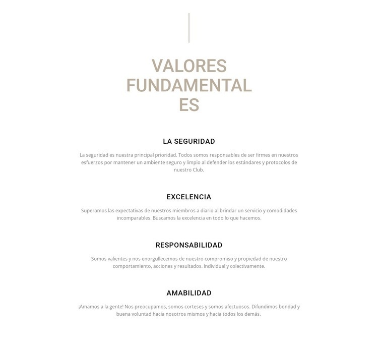 Valores fundamentales Plantilla de una página