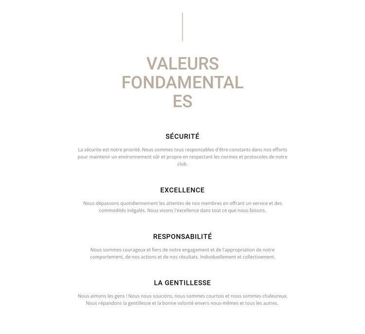 Valeurs fondamentales Conception de site Web