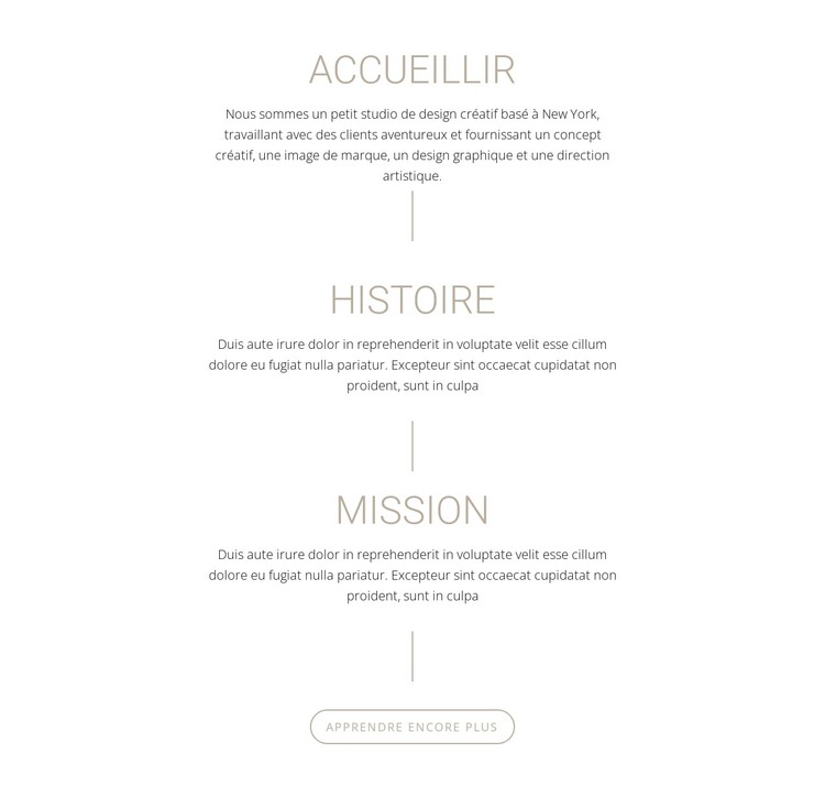Notre mission et notre histoire Modèle HTML